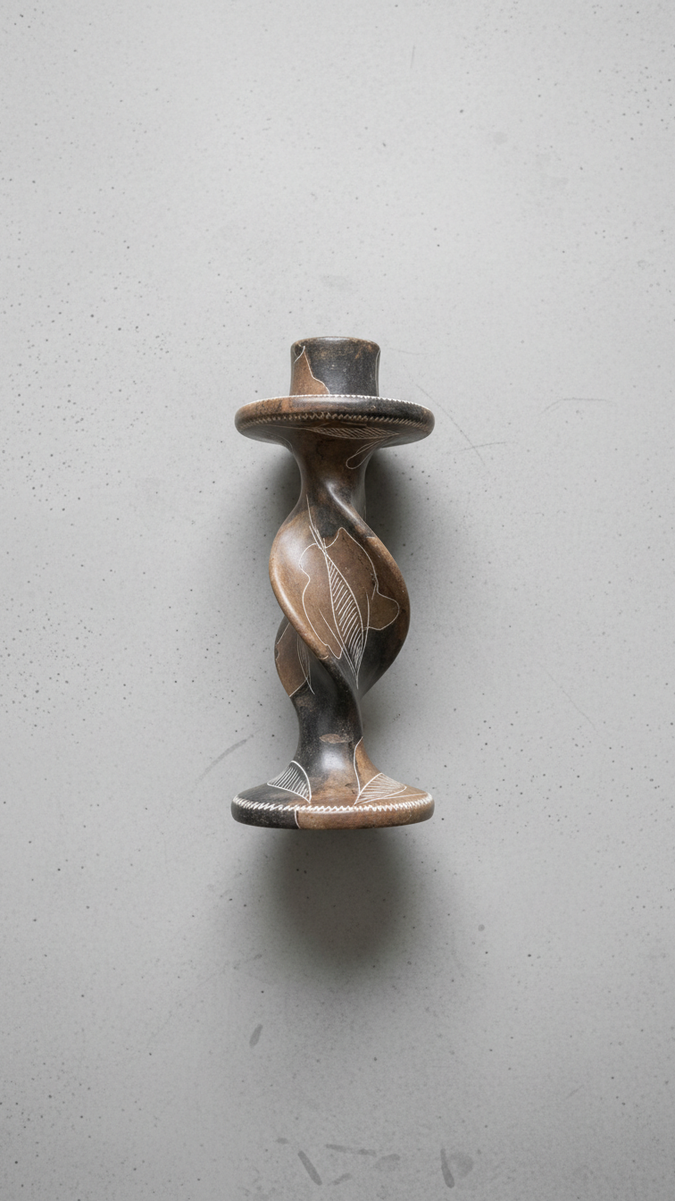 The Ardhi Hand-Carved Soapstone Candle Holder | Kenya El Yapımı Sabuntaşı Şamdan