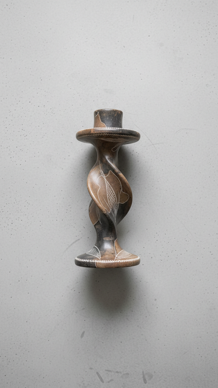The Ardhi Hand-Carved Soapstone Candle Holder | Kenya El Yapımı Sabuntaşı Şamdan