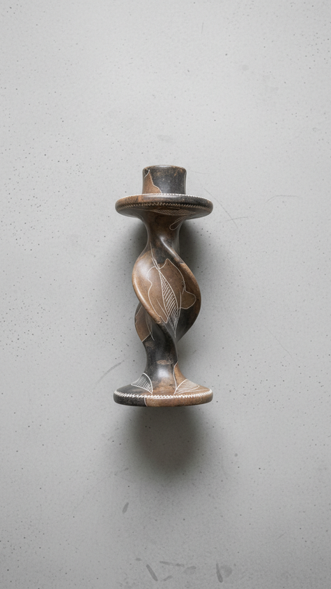 The Ardhi Hand-Carved Soapstone Candle Holder | Kenya El Yapımı Sabuntaşı Şamdan