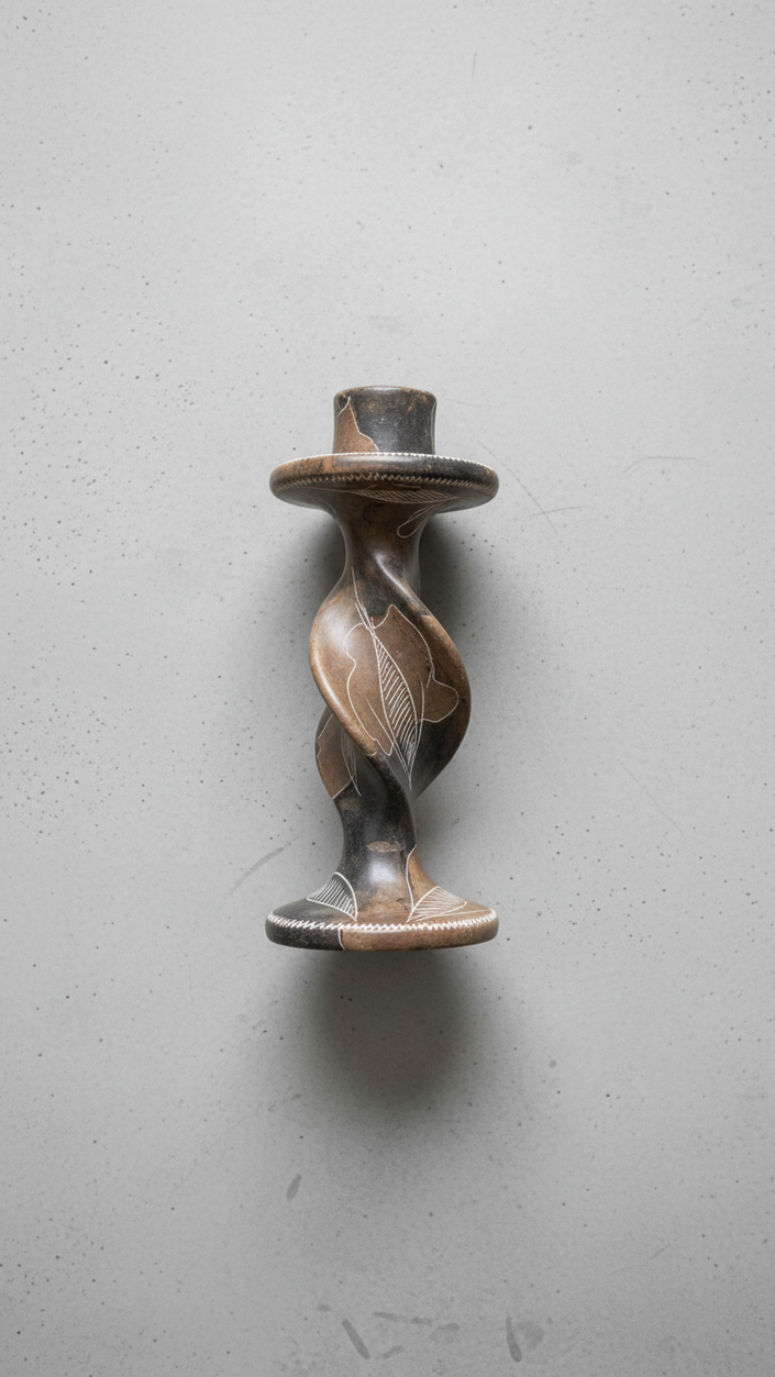 The Ardhi Hand-Carved Soapstone Candle Holder | Kenya El Yapımı Sabuntaşı Şamdan