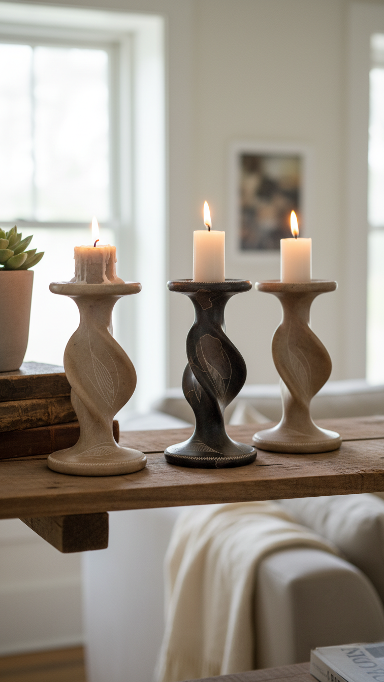 The Ardhi Hand-Carved Soapstone Candle Holder | Kenya El Yapımı Sabuntaşı Şamdan