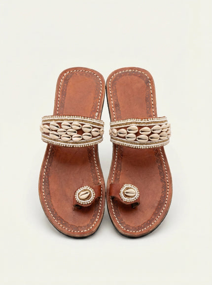 The Pwani Cowrie Leather Sandals | Kenya El Yapımı Deniz Kabuklu Sandalet