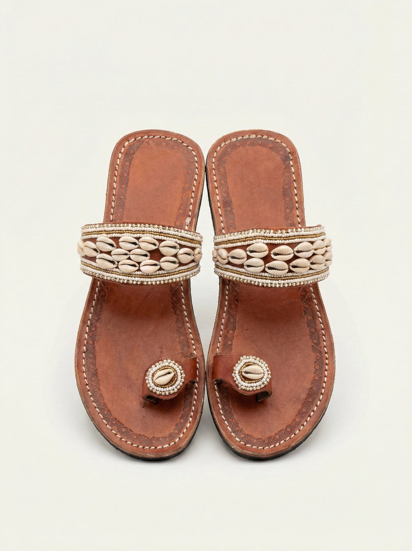 The Pwani Cowrie Leather Sandals | Kenya El Yapımı Deniz Kabuklu Sandalet