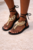 The Shujaa Gladiator Sandals | Kenya El Yapımı Deniz Kabuklu ve Boncuklu Sandalet