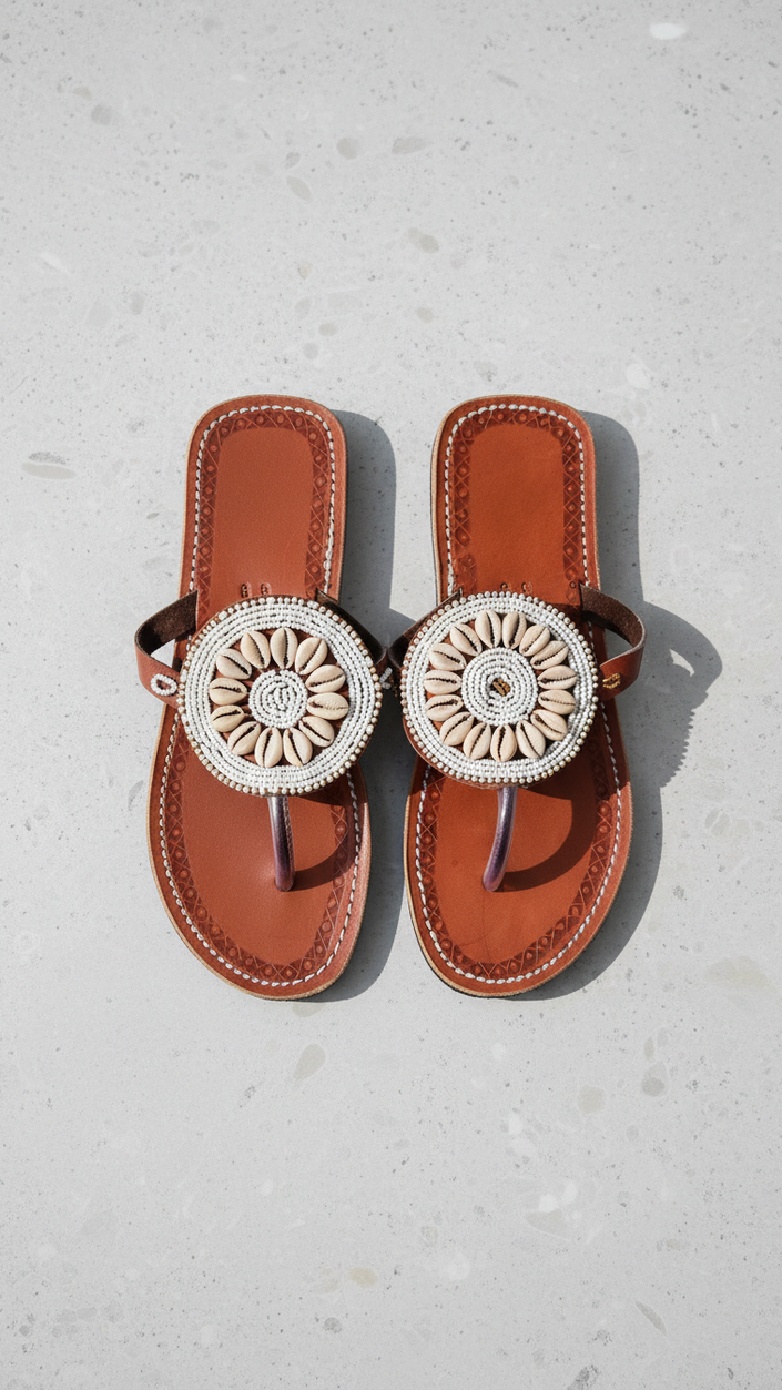 The Uhuru Beaded Cowrie Sandals | Kenya El Yapımı Deniz Kabuklu ve Boncuklu Sandalet